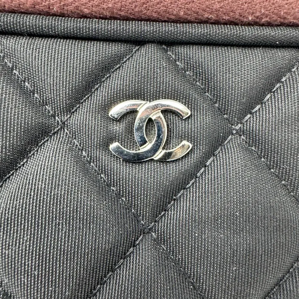 Chanel Quilted Nylon Laptop Case Black Burgundy Limited Edition 2012